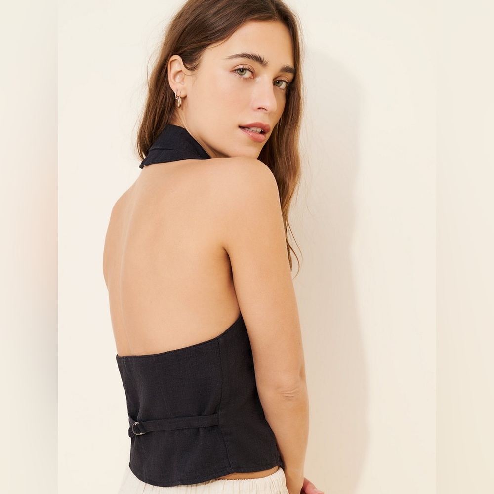 Free People Desk to Dinner Linen Vest - Picture 2 of 5